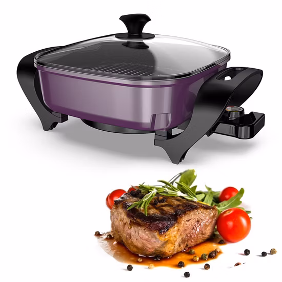 Plancha de mesa eléctrica, parrilla de calentamiento rápido, electrodomésticos de cocina, resistente a los arañazos, apto para lavavajillas, sartén Personal para freír